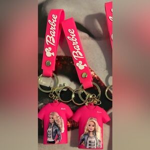 NIP PINK BARBIE MINIATURE T SHIRT KEYCHAINS 2 for $9